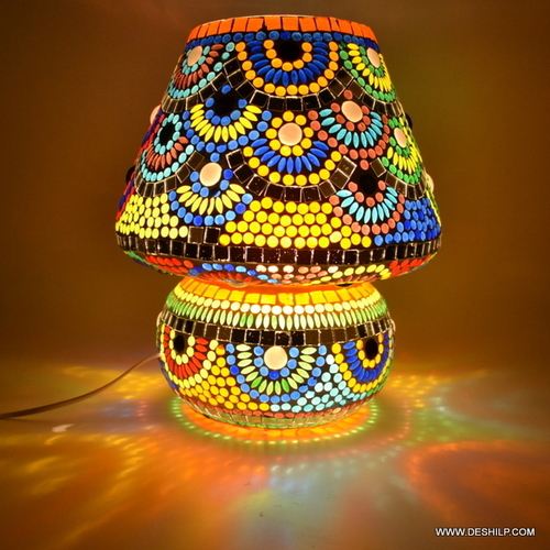 Handcrafted Colourful Design Mosaic Table Glass lamp