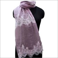 2+2 Korean Lace Scarves - Long Pashmina Wool In Pink, Machine Made With Sequenced Pattern For All Seasons