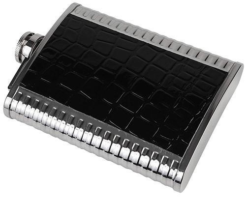 HALF BLACK LEATHER HIP FLASK