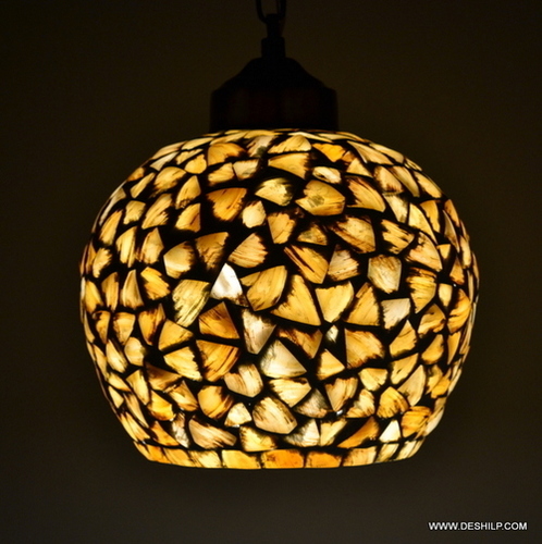 Seap Hanging Lamp Handcrafted Turkish Crown Shaped Mosaic Glass Hanging