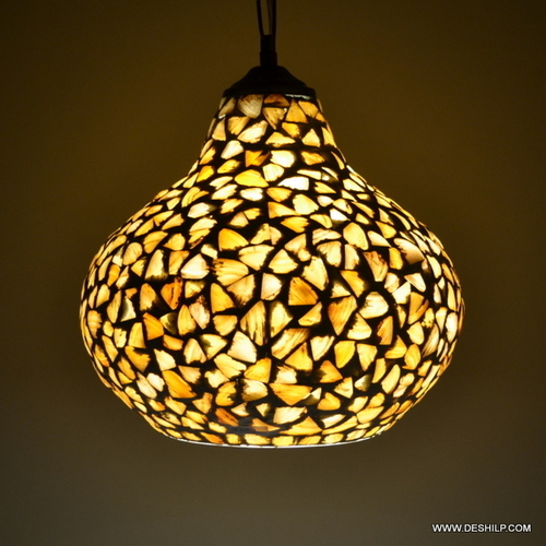 Traditional Seap Glass Wall Decor Hanging - Color: Yellow