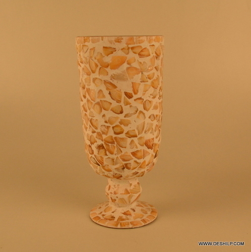 Mother Of Pearls Flower Vase Bottom Diameter: 13  Centimeter (Cm)