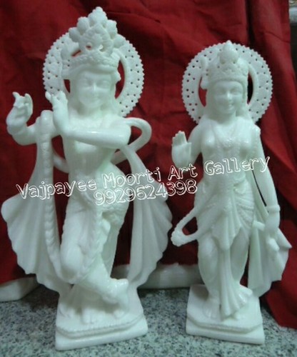 White Marble Radhe Krishna Statue