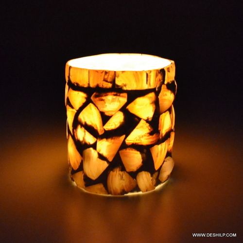 DECOR GLASS MOTHER OF SEAP CANDLE HOLDER