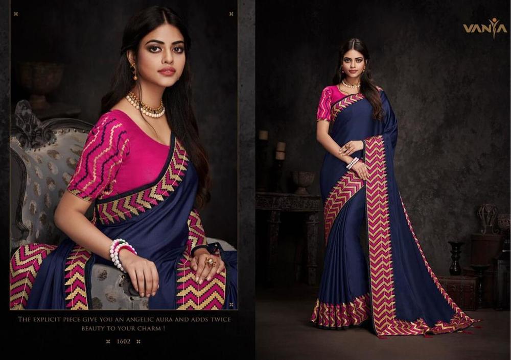 Blue And Pink Traditional Sarees