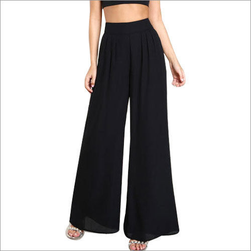 Ladies Black Rayon Palazzo Pants