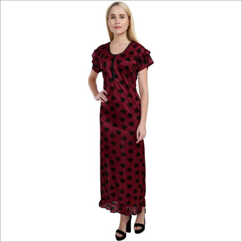 Black And Brown Maroon Women Nighty