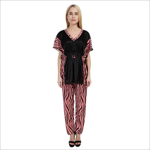 Black And Brown Women'S Designer Kaftaani Night Suit
