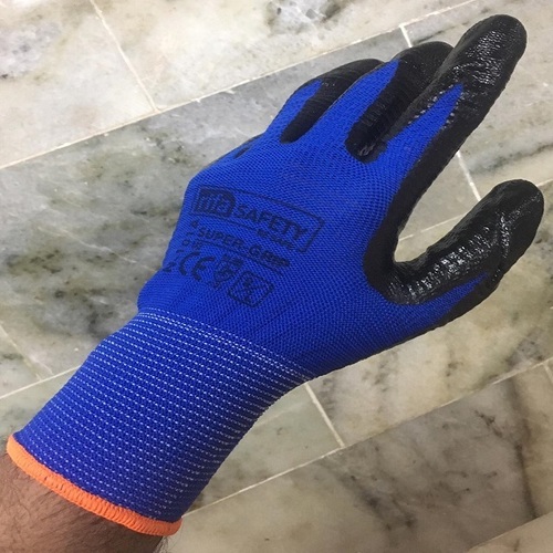 Blue And Black Safety Hand Gloves Rifa