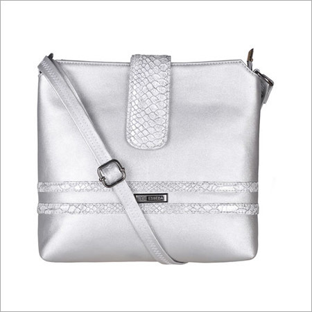 Solid Pattern Lucy Silver Sling Bag Design: Plain