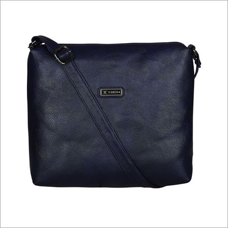 Ladies Navy Blue Sling Bag Design: Plain