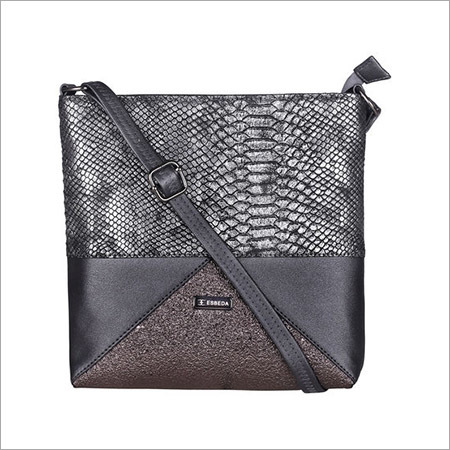 Ladies Blackish Grey Sling Bags Design: Printed