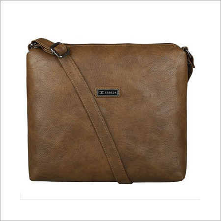 Ladies Sling Bag - Leather, Standard Size | Coffee Color, Plain Design, Shoulder Length Handles