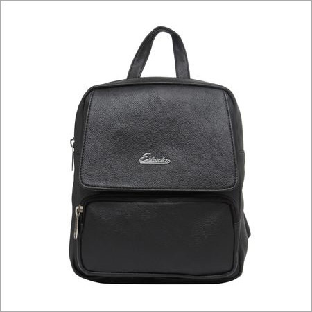 Leather Ladies Black Backpack