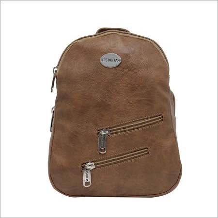 Leather Ladies Camel Color Backpack