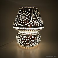 Black & White Mosaic Style Dome shaped Glass Table Lamp