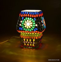 Mosaic Handmade Decorative Multicolored Crystal Table Lamp (Working) for Home Decor Beautiful Gifts Flower Shaped Mosaic