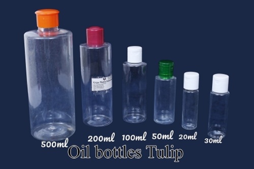Plastic Transparent Tulip Oil Bottles