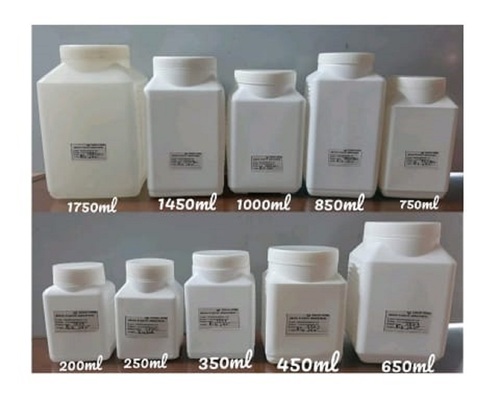 Rib Jar - 100-1750 ml Capacity, High-Density Polyethylene White Plastic, Screw Cap Design