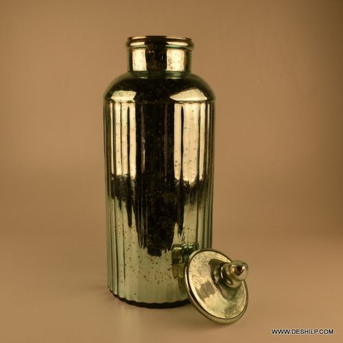 Long Glass Silver Jar