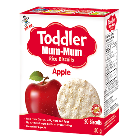 Toddler Mum-Mum Rice Biscuits - Rice, 10x5x2 cm, 50g | Apple Flavor, Gluten-Free, No Added Sugar, Easy to Dissolve, Healthy Snack, Toddler Friendly