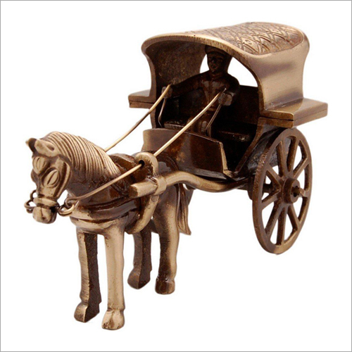 Cream Brass Bullock Cart