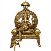 Brass Ganesh Idols - Brass, Detailed Structure, Polished Finish, Golden Color | Ideal For Homes And Workplaces, Enhances Positive Aura
