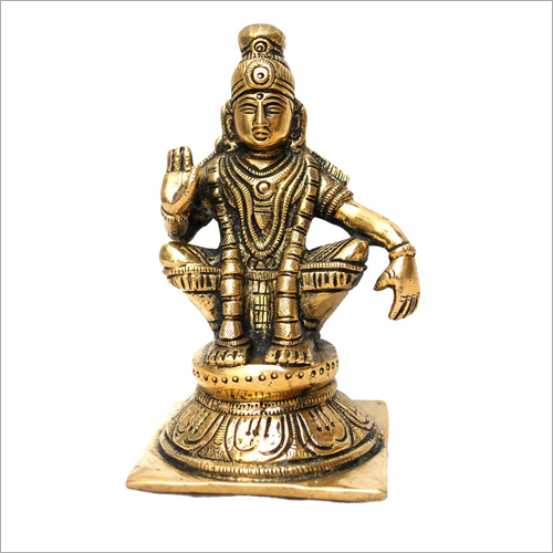Golden Ayyappa Brass Sculpture