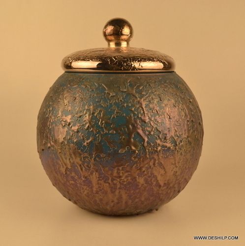 Decorated Glass Silver Jar