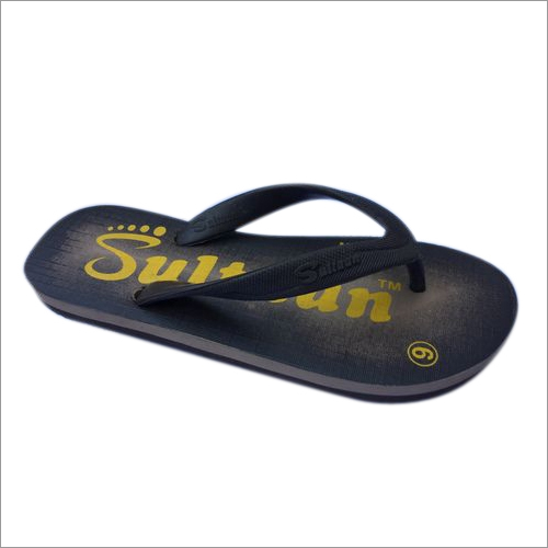 Black And Yellow Mens Printed Rubber Flip Flop Slipper