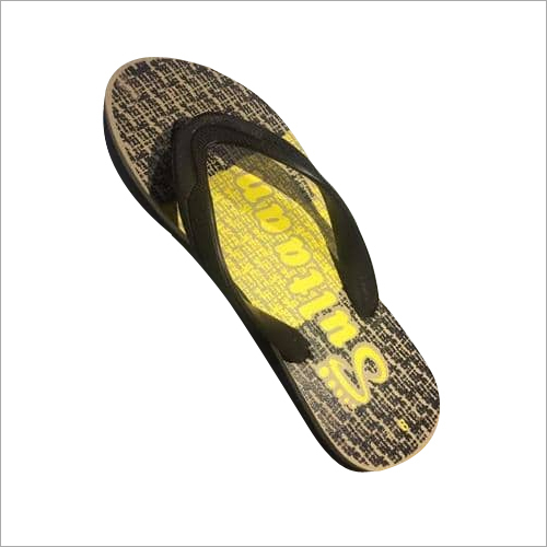 Yellow And Black Mens Customized Flip Flop Slipper