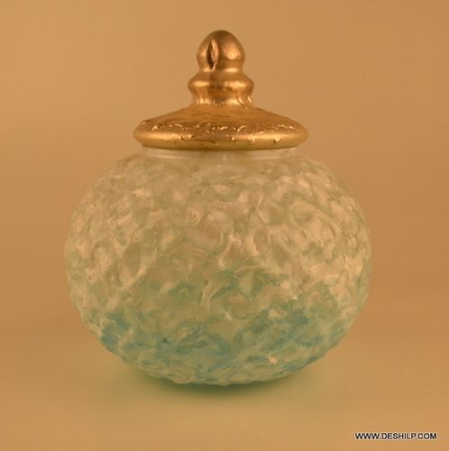 COLORFUL AND ANTIQUE DESIGN GLASS JAR WITH LID