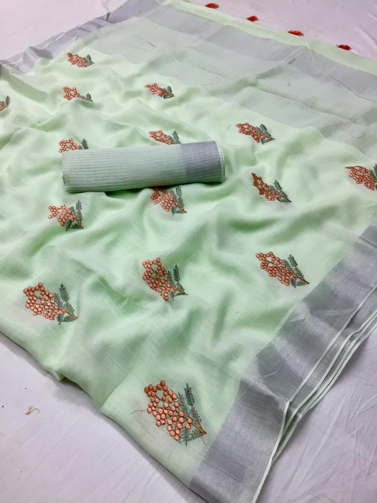 Embroidered Art Silk Fashion Saree