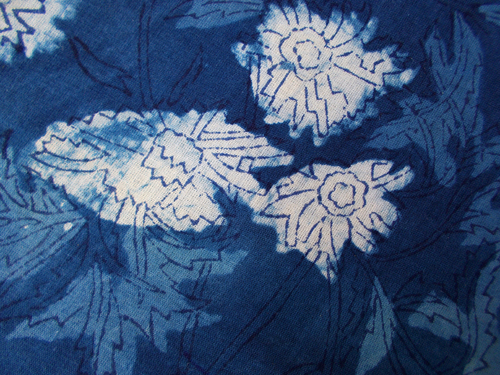 Blue Color Block Print Fabric