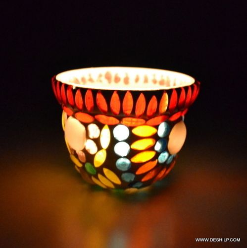 MOSAIC GLASS CANDLE HOLDER