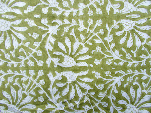 100%Cotton Green Block Print Design