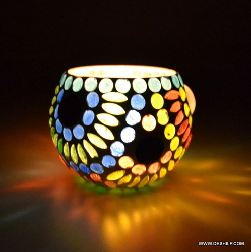 MOSAIC GLASS CANDLE HOLDER for birthday gifts