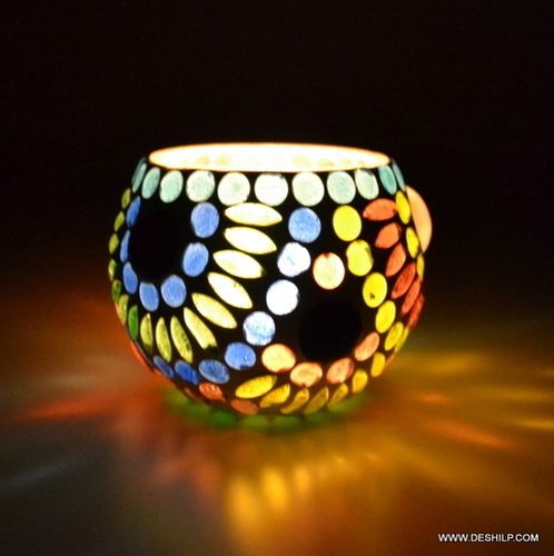 Mosaic Glass Candle Holder