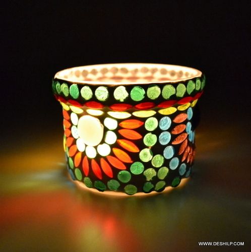 Multi Color Designer Glass T Light Votive Holder