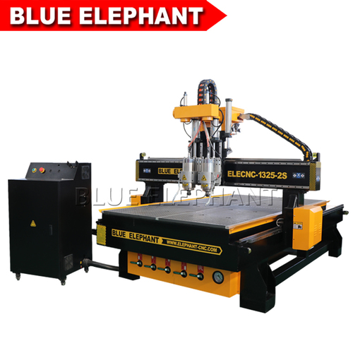 Metal 1325 Pneumatic System 2 Spindles Cnc Router Cutting Machine With High Z Travel