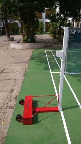 Badminton Pole Portable - Iron 50 mm, 155 cm Height, Red | Durable, Movable Base, Adjustable, Heavy Duty, Nylon/Cotton Net, Easy Setup