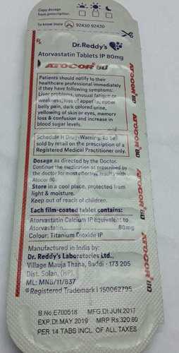 ATOCORE 80 MG Tablets - Atorvastatin Tablets, General Medicines for Liver Cure, Suitable for All, Cool and Dry Storage