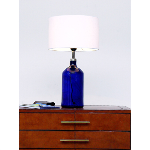 Blue Bottle Glass Table Lamp