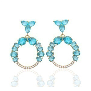 Ladies Blue Topaz Earring