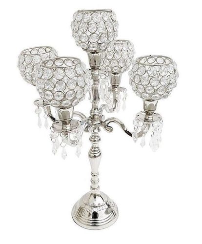5 Arm Crystal Candelabra Gold Finish Size: Height: 19 Inches / 48 Cm Approx