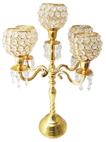 5 Arm Crystal Candelabra Size: Height: 19 Inches / 48 Cm Approx