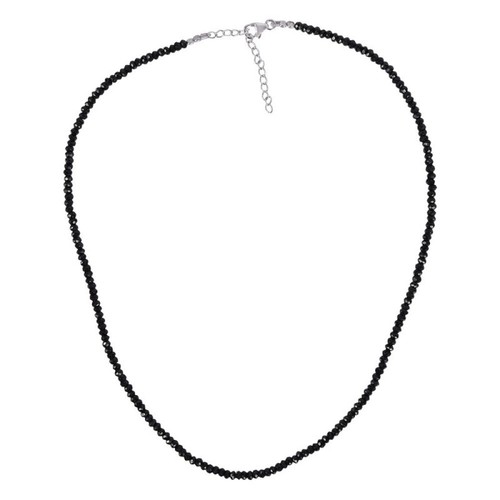 Black Onyx 3-4Mm Faceted Rondelle Bead Necklace Size: Can Do All Size