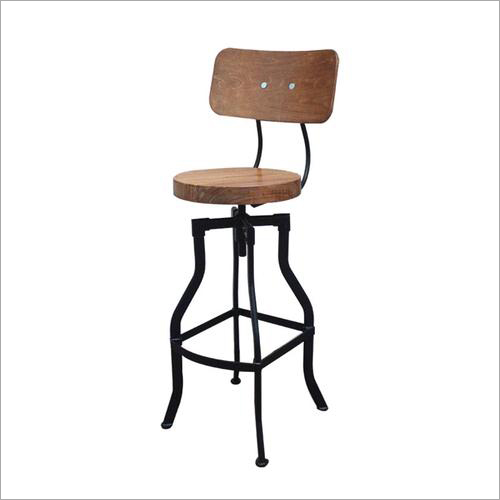 Machine Made Markenzi Bar Stool With Wooden Seat
