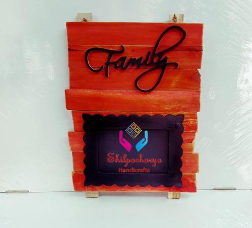 Personlized Wooden Wall Hanging - Wood, 12x16 Inches, Orange Matte | Rustic Design, Family Focus, Photo Display, Home Decor