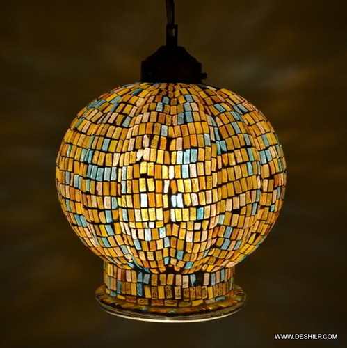Glowtile Hanging Mosaic Lamp - Color: Yellow